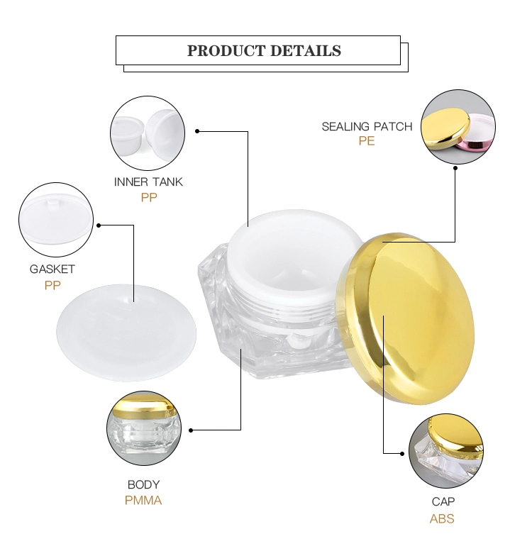 Diamond Shape 5g 10g 20g 30g Skincare Small Face Cream Custom Empty Lip Balm Scrub Acrylic Pet Glass Cosmetic Plastic Packaging Cream Jar Pot Bottle Box