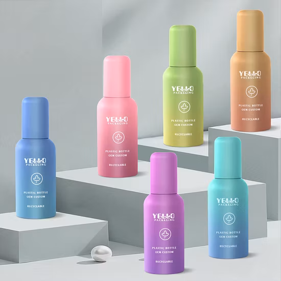 Redondo Forma Bonita Eco Pet PCR Reciclado Marrom Laranja Azul 50 Ml 100 Ml 4 oz 8 Oz Vazio Plástico Rosa Água Spray Névoa Garrafa