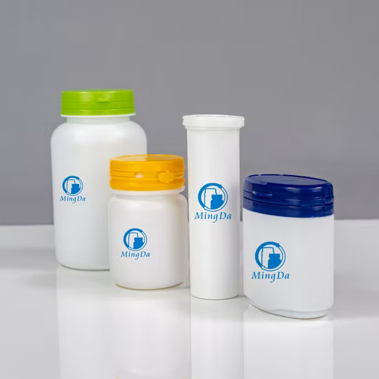 Garrafa de embalagem de alimentos colorida corrugada de plástico HDPE 200 ml com tampa dupla para alimentos farmacêuticos/médicos 6 onças